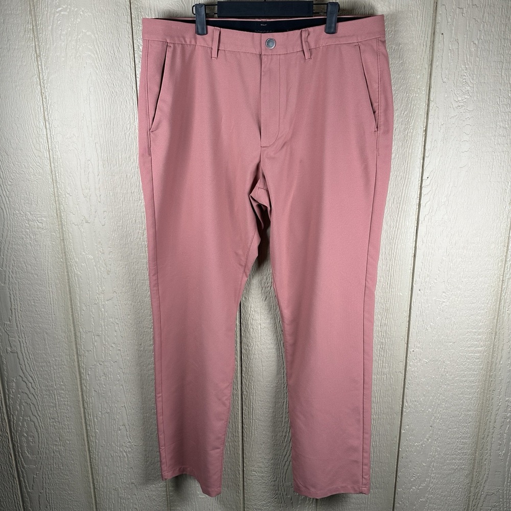 Bonobos Performance Golf Pants Mens 36x32 Athletic Fit Pink Zip Pocket Stretch